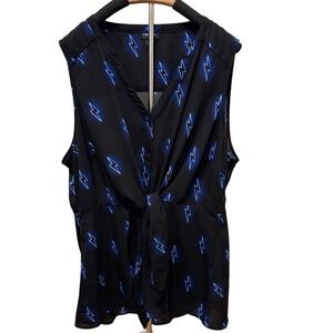 Torrid Black and‎ Blue Lightning Print Sleeveless Blouse Size 1x Whimsigoth